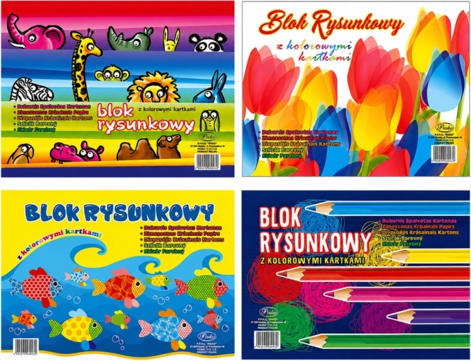Farebný výkresový blok A4, 16 listov, 80 g/m² PROTOS - 1 kus
