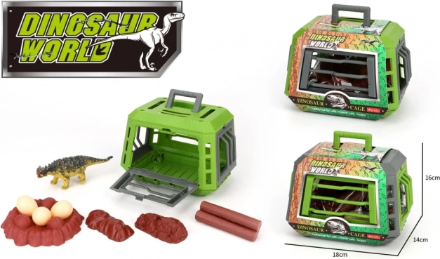 Dinosaurus v klietke s doplnkami