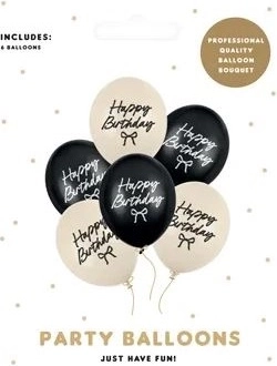 Balóniky Strong Happy B-day s mašličkami, mix farieb, 30 cm