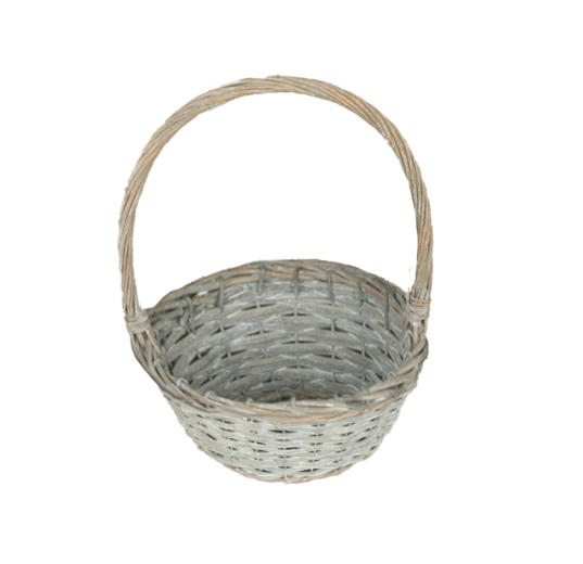 Sivý prútený košík s rúčkou 26 × 11 × 33 cm