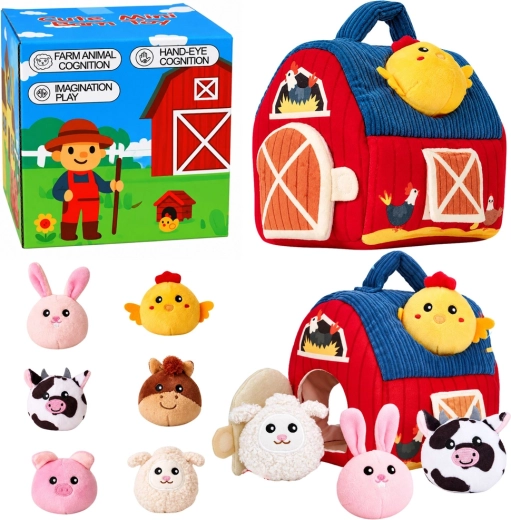 Plyšová senzorická farma so zvieratkami Montessori 7 v 1