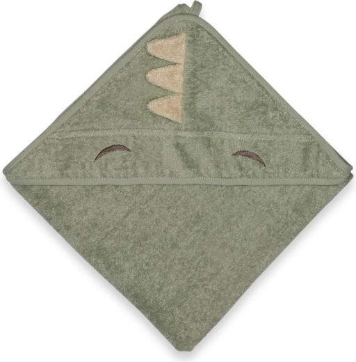 NuuRoo Aki dojčenská osuška s kapucňou light green dino