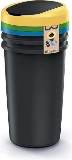 Odpadkový kôš Compacta R Flap Set 3×50 l, čierny recyklovaný plast
