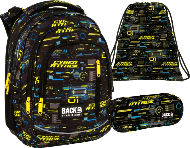 BackUP školský set Cyber Attack 3v1 (batoh, peračník a vak)