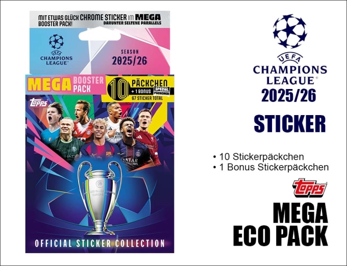 Topps mega eco pack so samolepkami UEFA Champions League 2025/2026