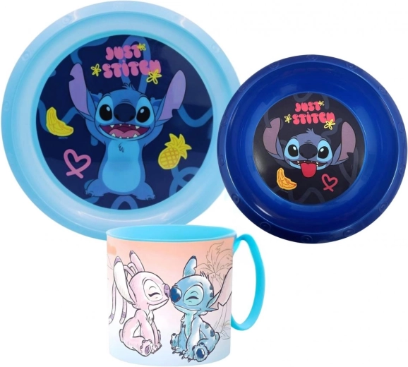 Plastová jedálenská sada Lilo a Stitch (3-dielna)