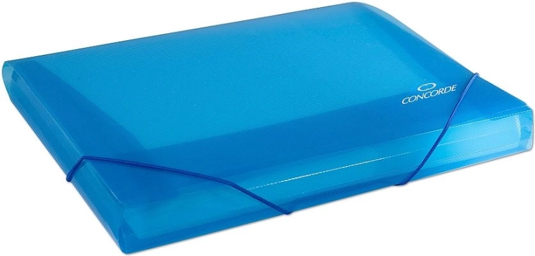 Spisové dosky s gumičkou A4, priehľadná modrá CONCORDE