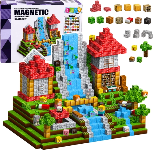 Magnetické kocky – pixelové stavebné bloky so surovinami 200 dielikov