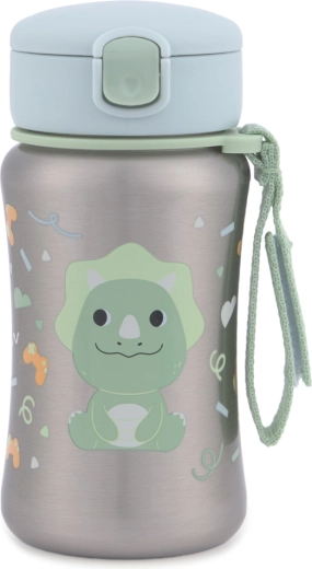 Skip Hop nerezová fľaša so slamkou na vodu Besties Squad Dino 350 ml