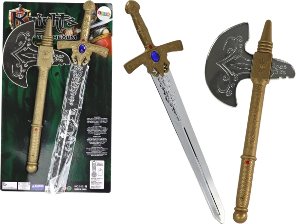 Rytierska sada meč a sekera pre deti so zvukovými efektmi