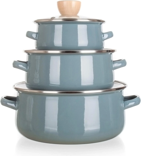 Súprava smaltovaných hrncov Natural Olive, 6-dielna