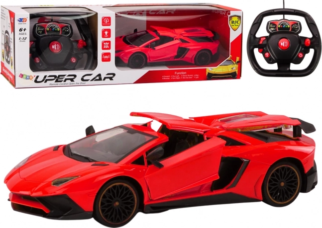 Závodné auto na diaľkové ovládanie 1:12 s otváracími dverami červené