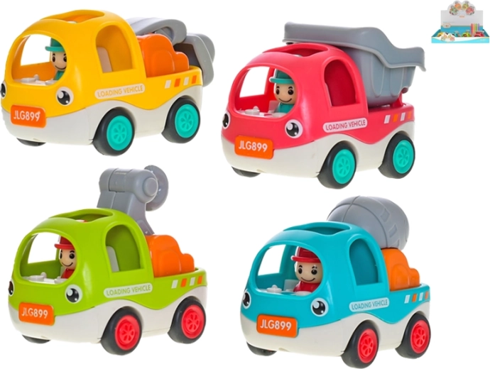 Veselé stavebné autíčka so spätným chodom 6,5 cm – sada 12 ks
