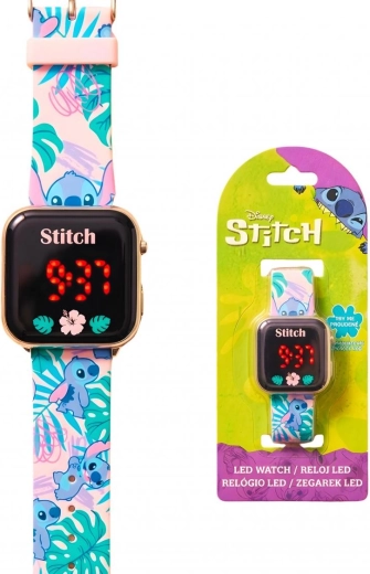 Detské digitálne LED hodinky Disney Lilo & Stitch so silikónovým remienkom
