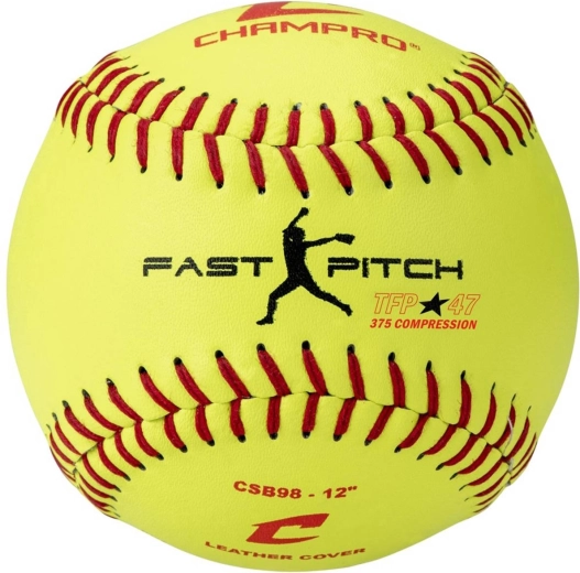 CHAMPRO fastpitch softbalová loptička 12" žltá kožená - 1 kus