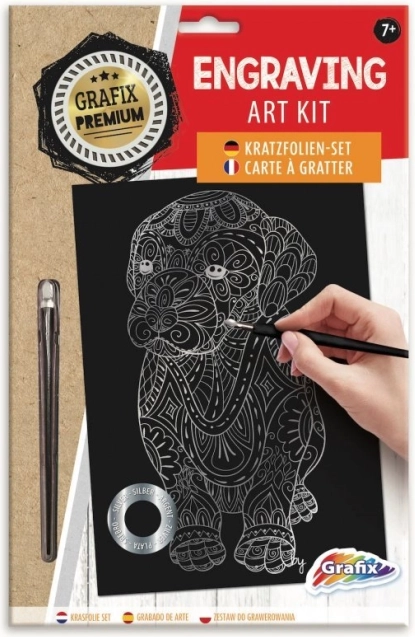 Strieborný škrabací obrázok pes GRAFIX