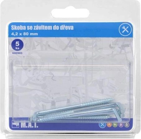 Skoba so závitom do dreva 80 × 4,2 mm, pozink, 5 ks