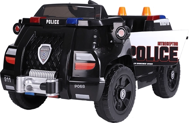 Detské elektrické policajné autíčko JiaJia Cars, čierne, 12 V 4 Ah