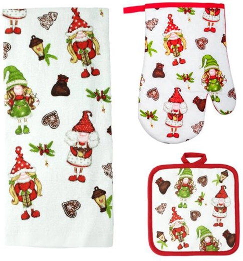 Kuchynský set Elfíci – rukavica, chňapka a utierka