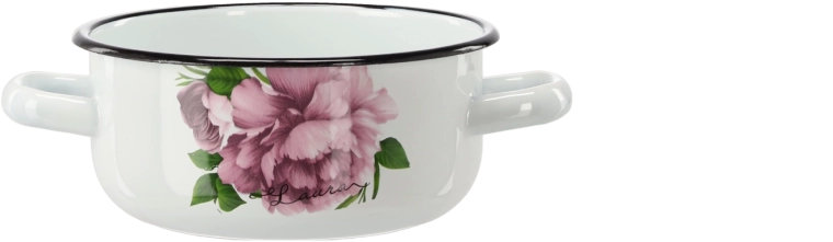 Smaltovaný hrniec 1,5 l s úchytmi Laura pivónia, 16 cm