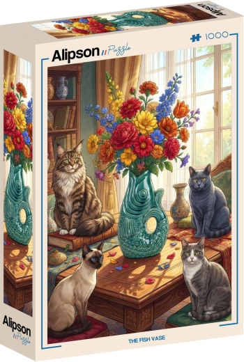 Alipson puzzle Mačky a kvety 1000 dielikov