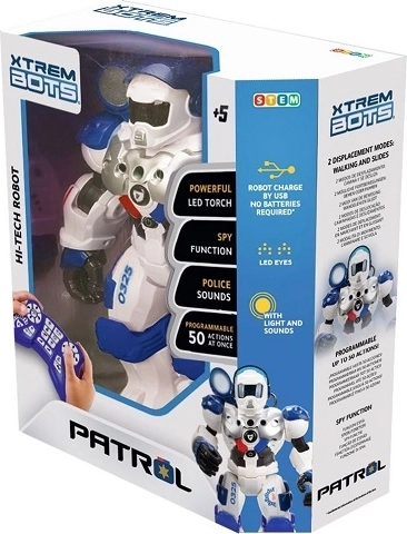Xtrem Bots Patrol Bot – programovateľný policajný robot na diaľkové ovládanie