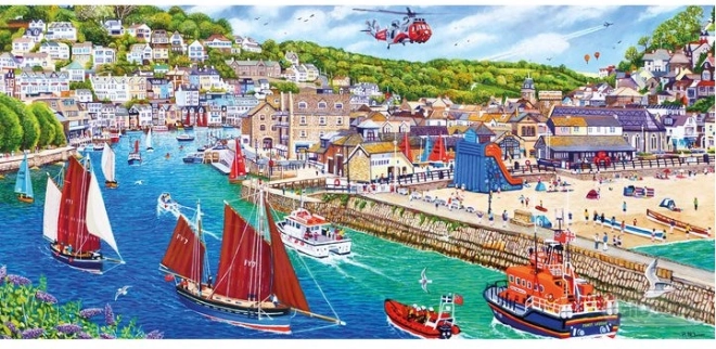 Panoramatické puzzle Prístav Looe od Gibsons, 636 dielikov