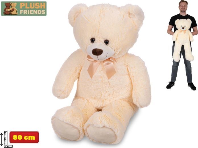 Plyšový medveď 80 cm béžový s mašľou