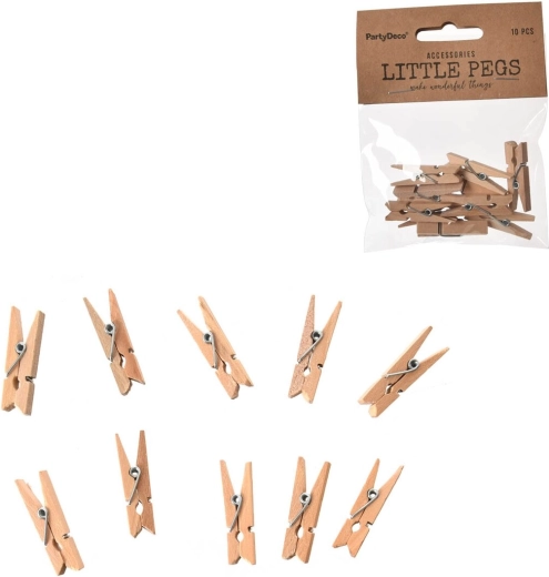 Mini drevené štipce hnedé 3,5 cm (10 ks)