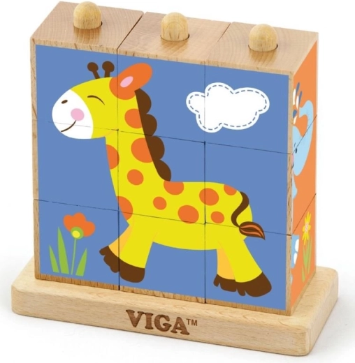 Viga zasúvacie kocky safari – drevené kubusy pre deti, 9 kociek