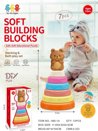 Farebná mäkká senzorická pyramída s medvedíkom