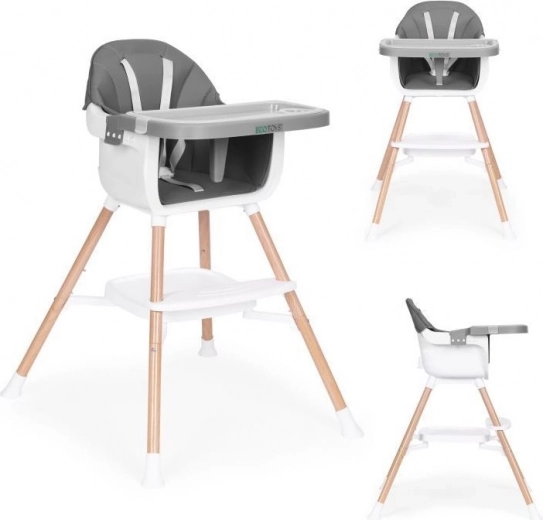 Detská jedálenská stolička 2 v 1, sivá, ECOTOYS