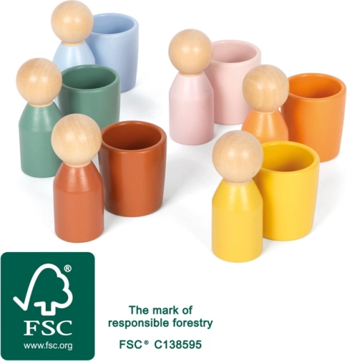 Montessori triediace kalíšky s drevenými figúrkami small foot