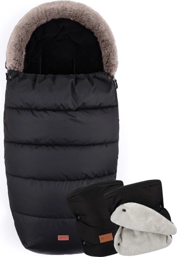 Petite&Mars zimný fusak 4v1 Comfy Forever black + rukávnik Jasie ink black