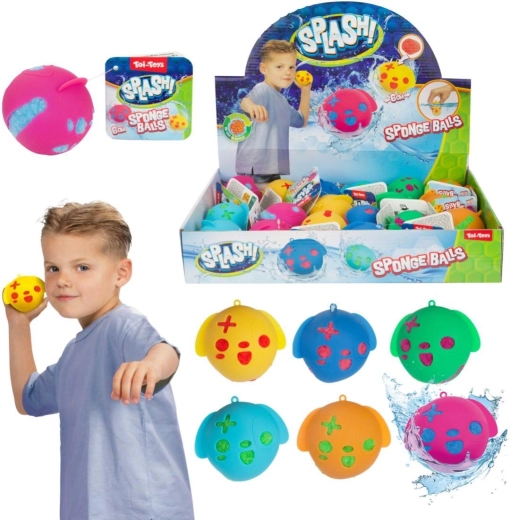 Mäkká vodná loptička z hubky 6 cm – mix farieb