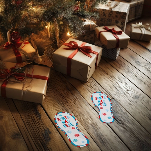 Vianočná samolepka stopy „Santa was here“ 25 × 10 cm – 2 kusy