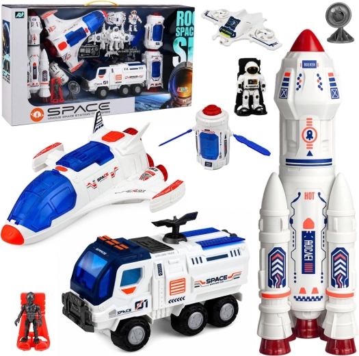 Veľký vesmírny set: stanica, raketa, raketoplán, prieskumné vozidlo a astronauti