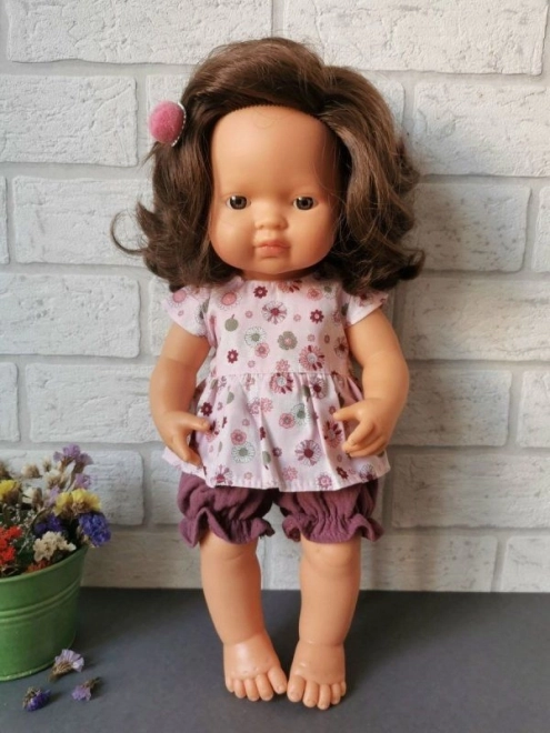 Tunika a nohavičky pre bábiku 38 cm ružové rozetky