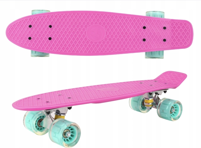 Plastový penny board so svietiacimi kolieskami Pink Mint