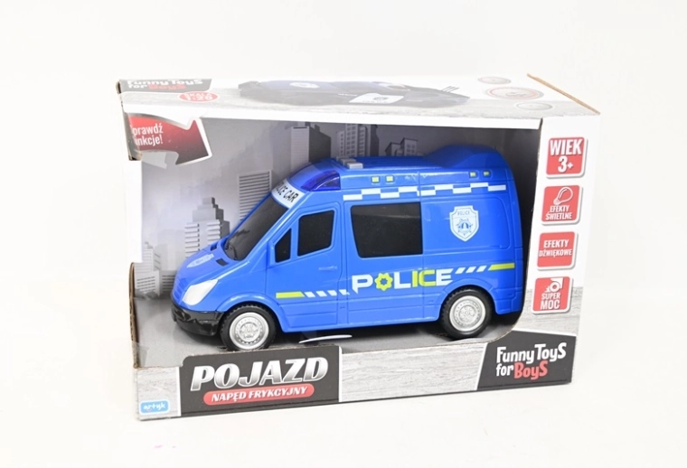 Policajný autobus na zotrvačný pohon so svetlami a zvukmi