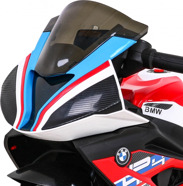 Detská elektrická motorka BMW HP4, červená, 3 kolesá, LED svetlá, MP3/USB, sedadlo z eko kože