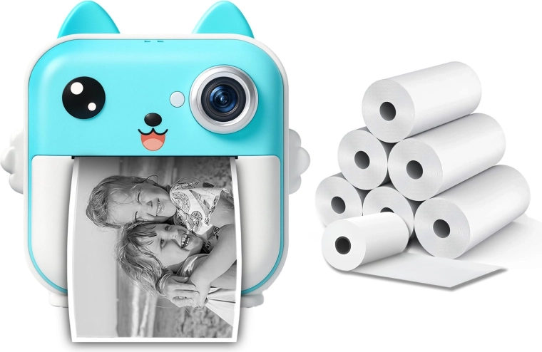 Okamžitý fotoaparát s termálnou mini tlačiarňou 48 Mpx, modrý (vrátane 6 roliek)