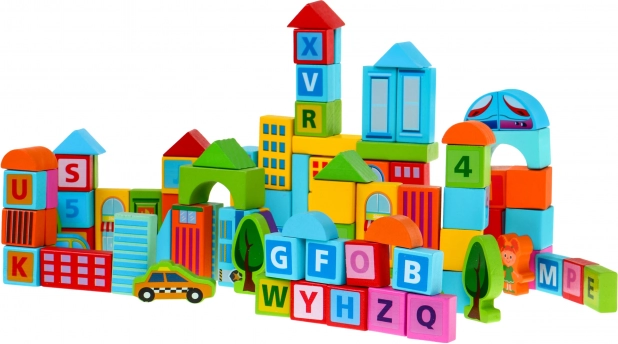 Sada drevených kociek Mesto - 100 dielov