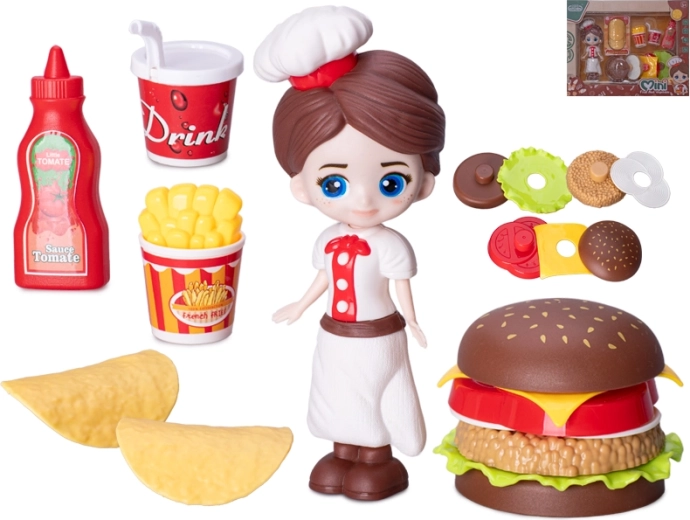 Bábika kuchárka 15 cm s doplnkami