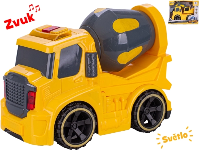 Stavebné vozidlo so zotrvačníkom a svetelnými a zvukovými efektmi, 19 cm
