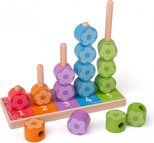 Drevené nasadzovanie farebných kvietkov BIGJIGS