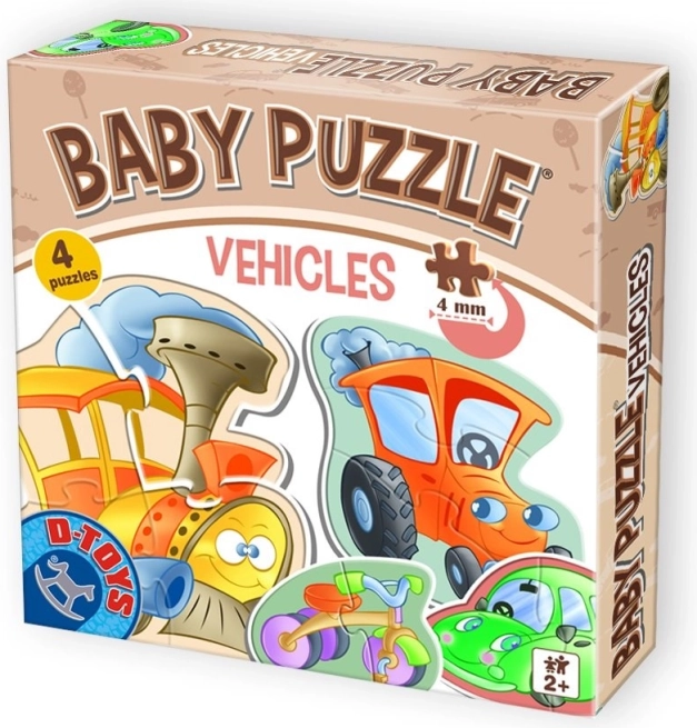 Baby puzzle dopravné prostriedky 4v1 (2–4 dieliky) od D-Toys