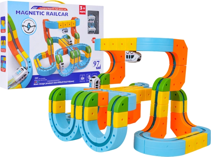 Farebná magnetická autodráha 97 dielov