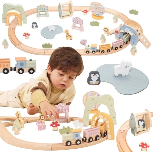 Viga drevená vláčkodráha 62 dielov