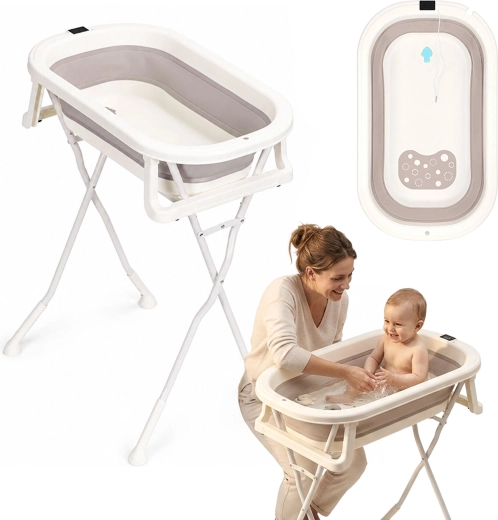 Ecotoys skladacia detská vanička na stojane s odtokom a LCD teplomerom